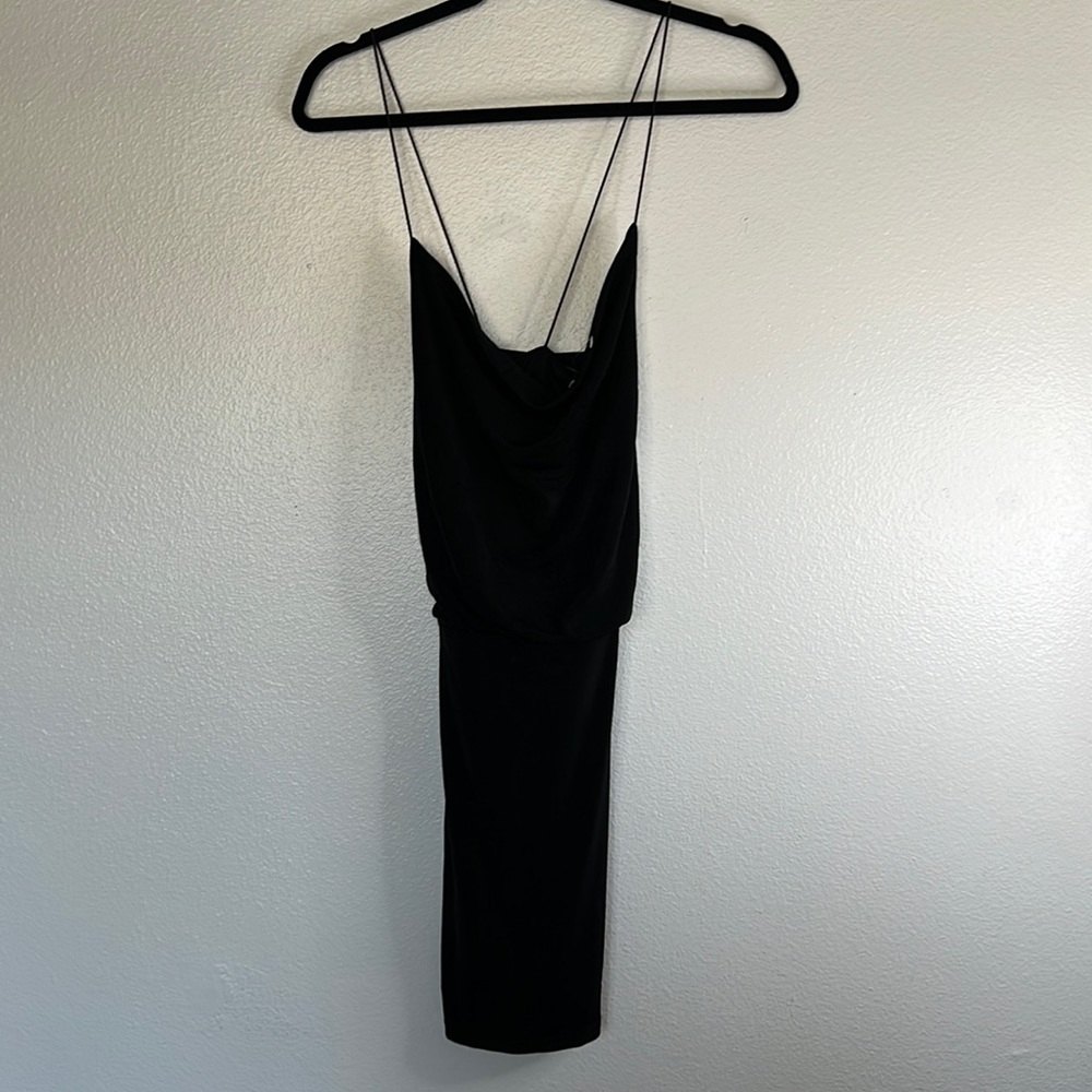 NWT Almost Famous Stretchy Strappy Mini Black Dress XS - Picture 2 of 7